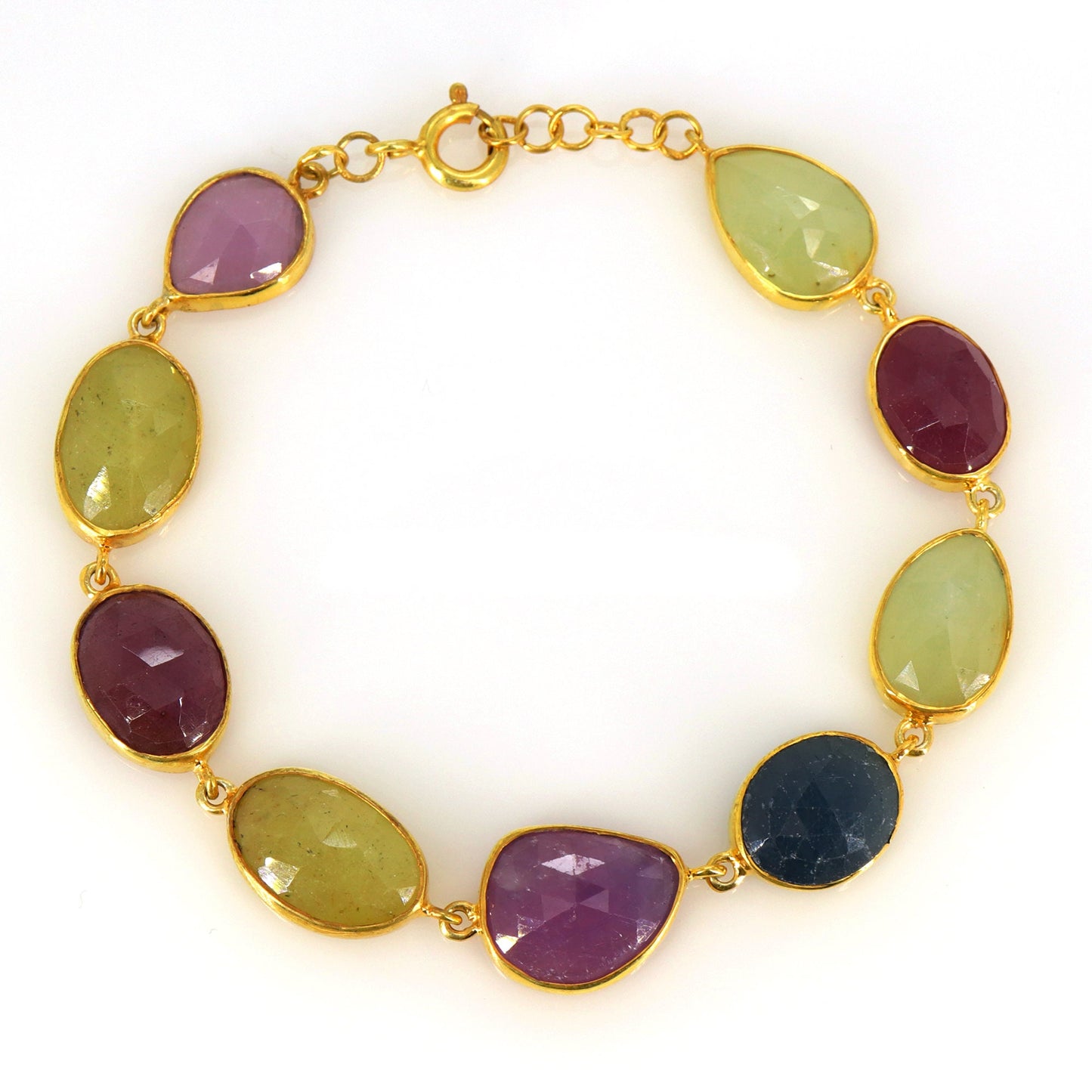 Multi Color Sapphire Gemstone Bracelet Gold