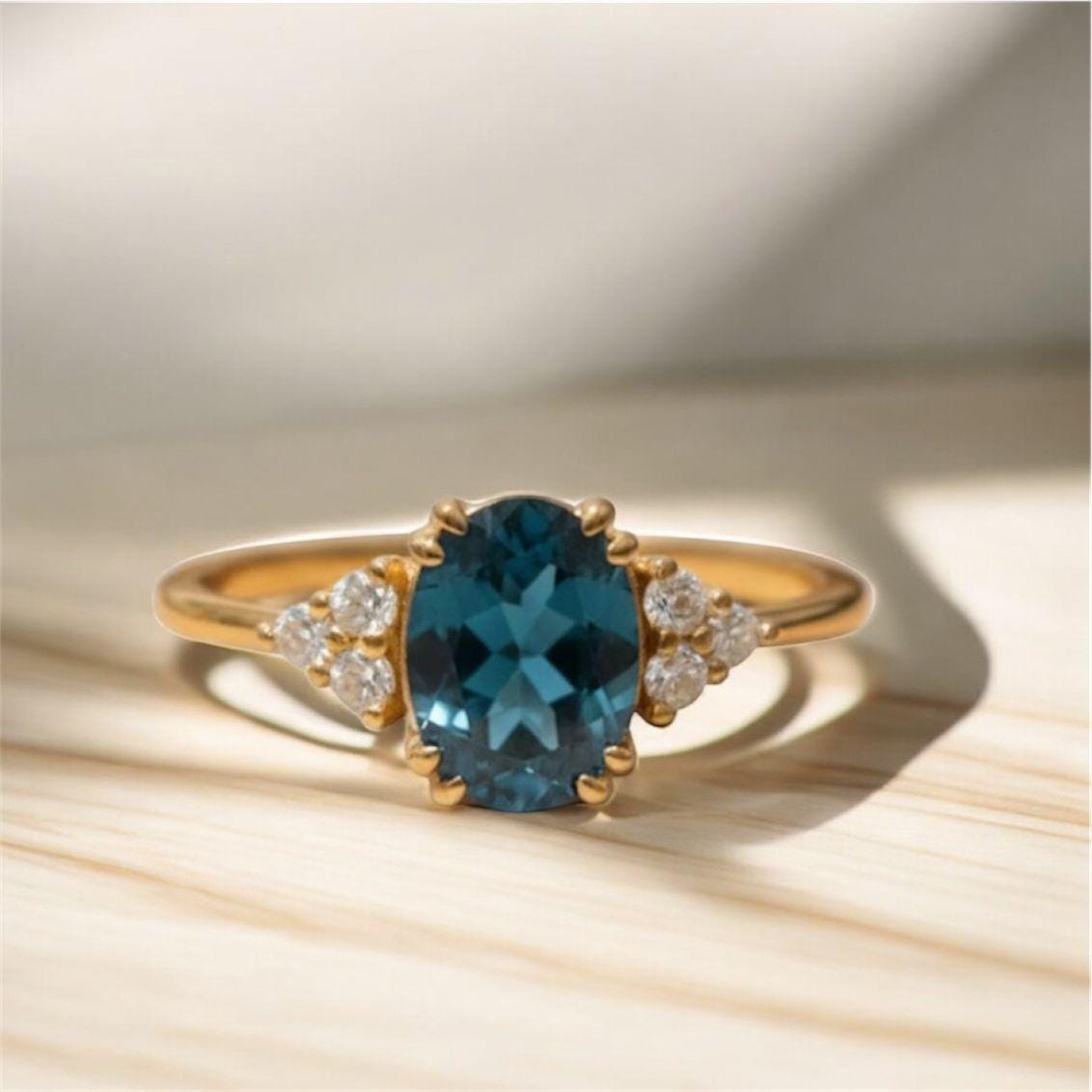 London Blue Topaz Ring 14K Gold
