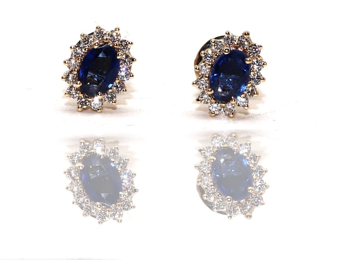 Yellow Blue Sapphire Studs Earring 14K Gold