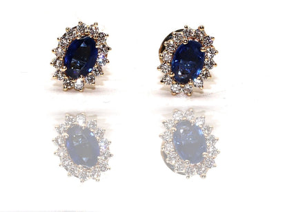 Yellow Blue Sapphire Studs Earring 14K Gold