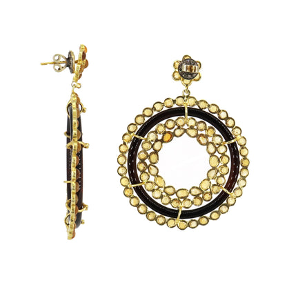 Elegant Vintage Black Onyx Citrine Victorian Style Earring