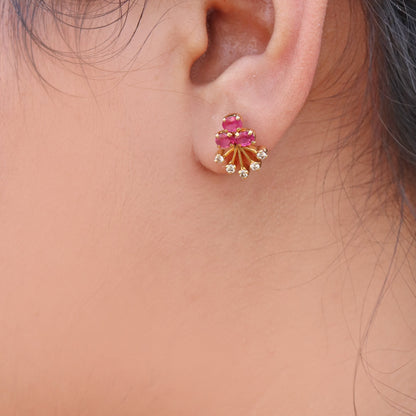 Ruby Studs Yellow Ruby Studs Earring 18K Gold