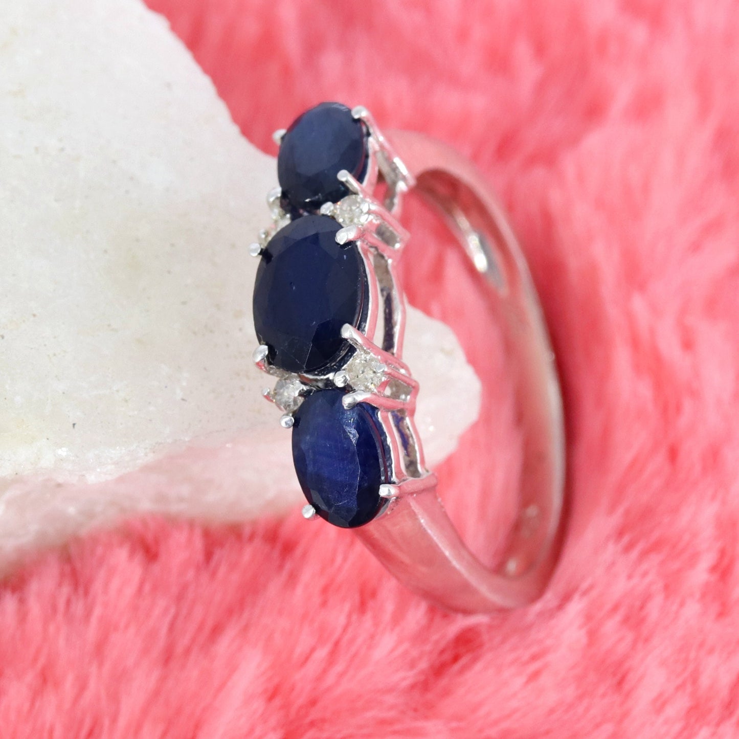 Blue Sapphire Engagement Ring Silver