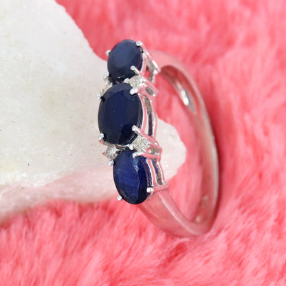 Blue Sapphire Engagement Ring Silver