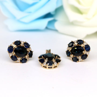 Blue Sapphire Jewelry : Pendant 14K Gold