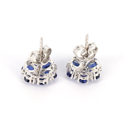 White Studded Blue Sapphire Earring 18K Gold