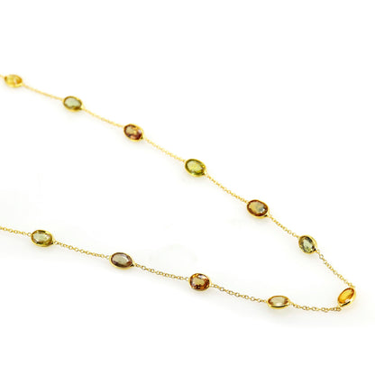 Multi Sapphire Gemstone Necklace 14K Gold