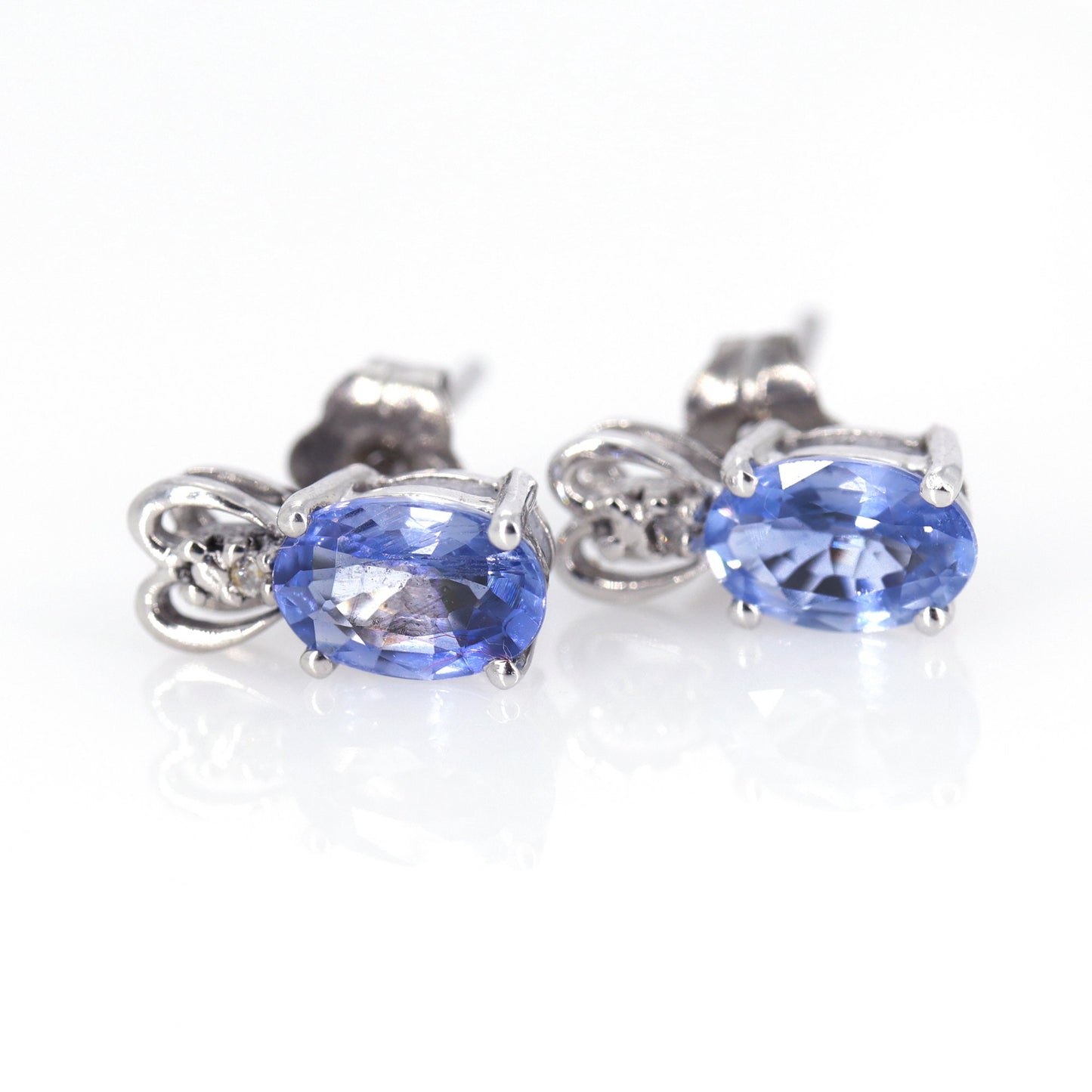 White Blue Sapphire Earring 14K Gold