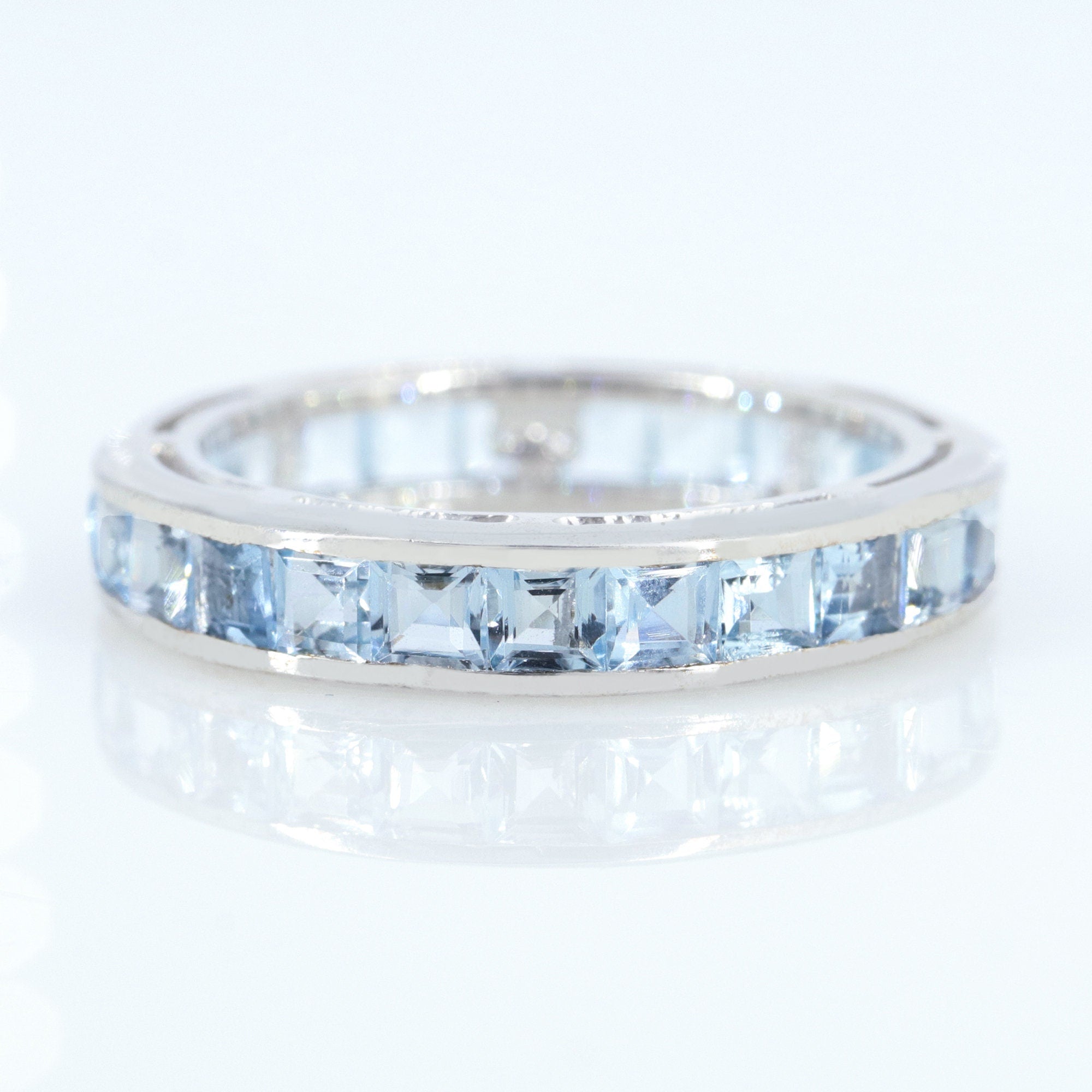 Full Eternity Band Blue Topaz Ring Silver