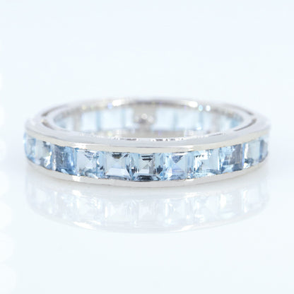 Full Eternity Band Blue Topaz Ring Silver