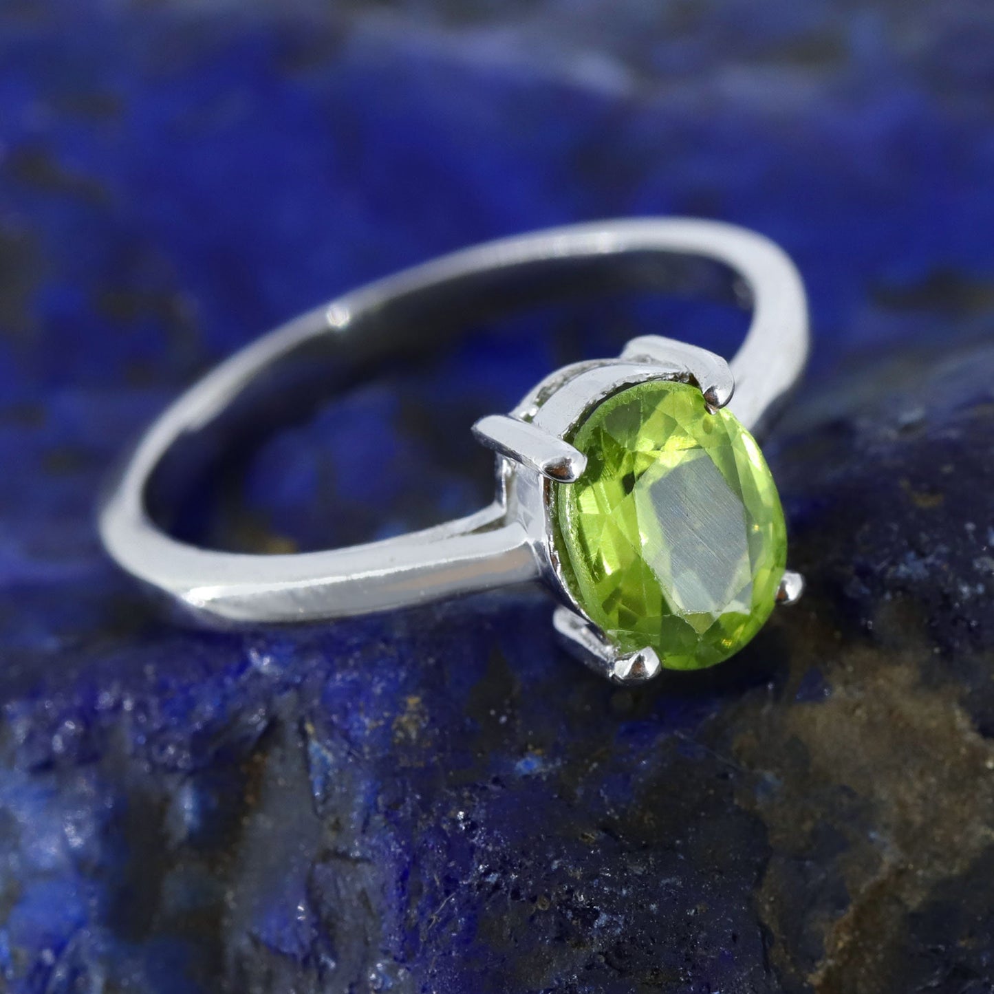 Oval Peridot Sterling Ring Silver