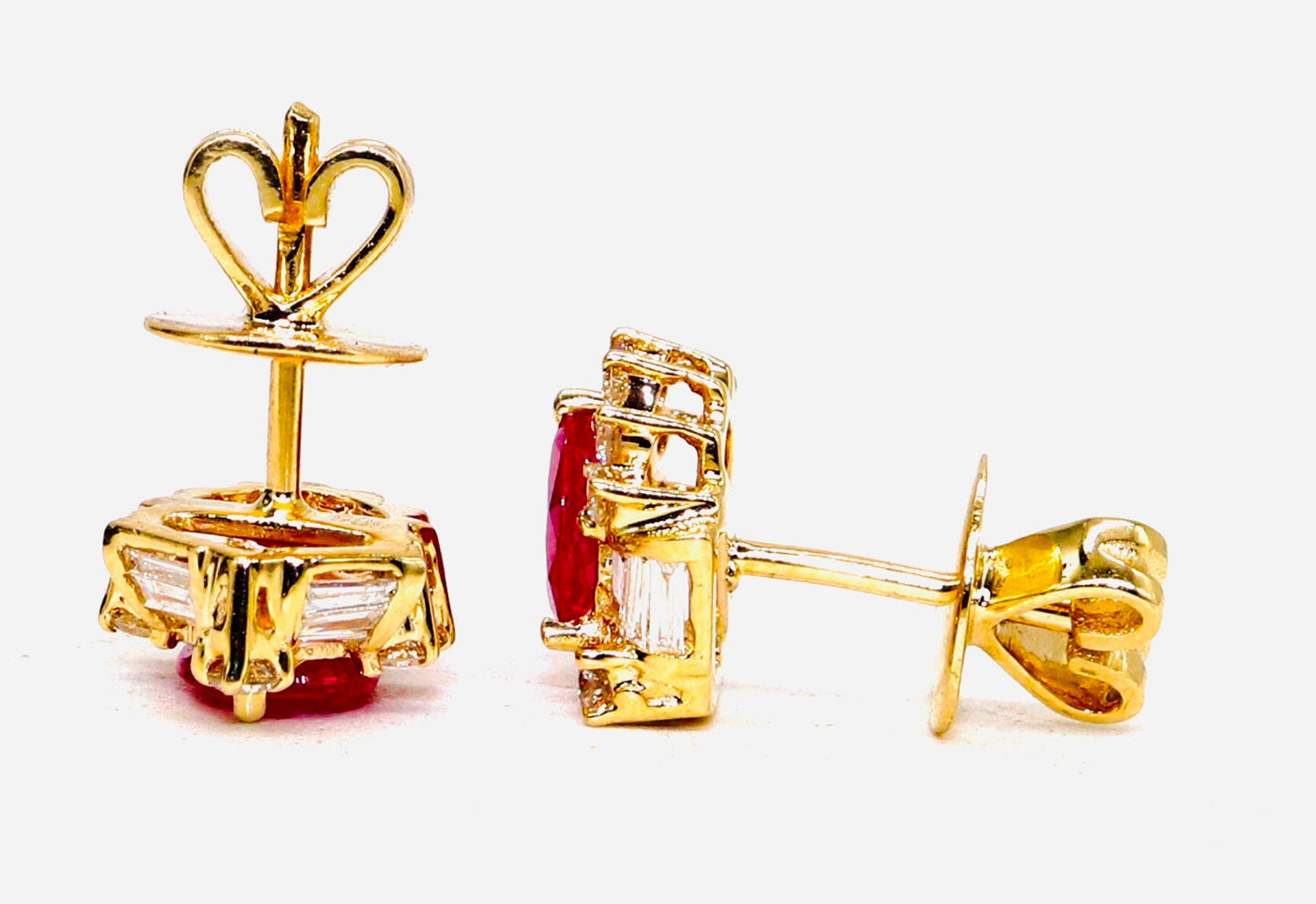 Ruby Studs Yellow Oval Cut Ruby Earring 14K Gold