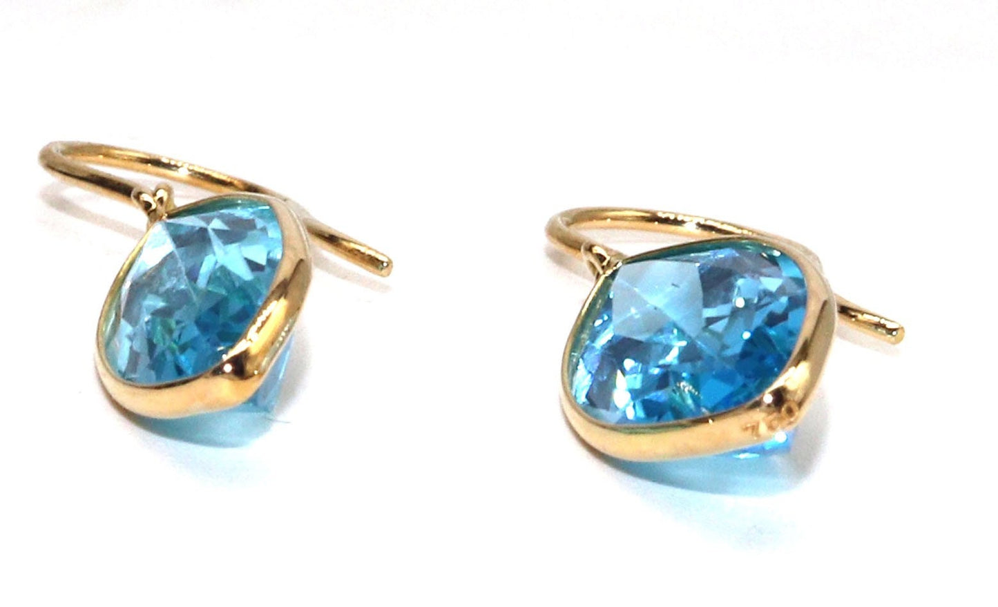 Yellow Handmade Blue Topaz Earring 18K Gold