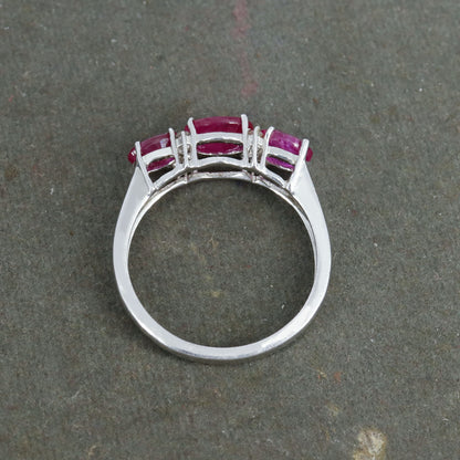 Ruby Three Stone Ring Silver