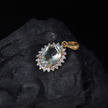 Green Amethyst Pendant 14K Gold