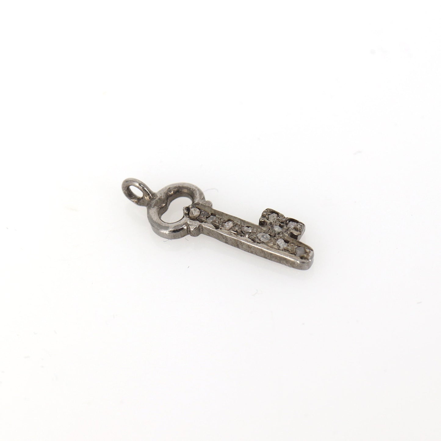 Pave Key Charm 925 Sterling Pave Key Charm Pendant Silver