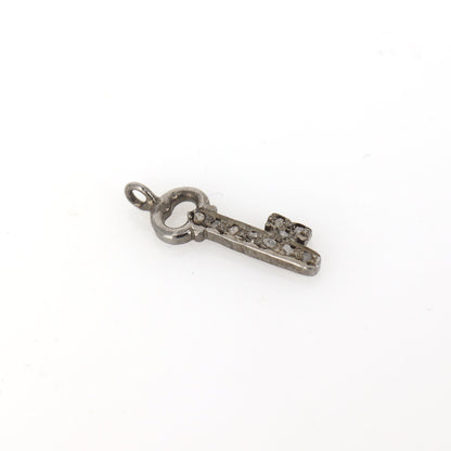 Pave Key Charm 925 Sterling Pave Key Charm Pendant Silver