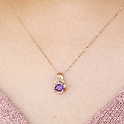 Unique Design Amethyst Necklace 14K Gold