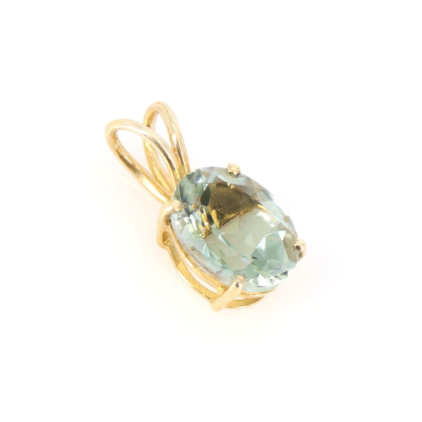 Faceted Green Amethyst Ring 14K Gold