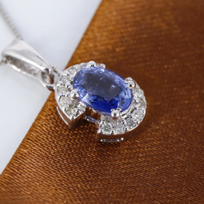Blue Sapphire Necklace Silver