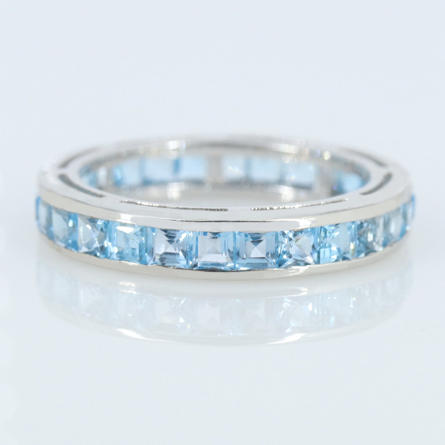 Blue Topaz Gemstone 925 Sterling Stackable Ring Silver