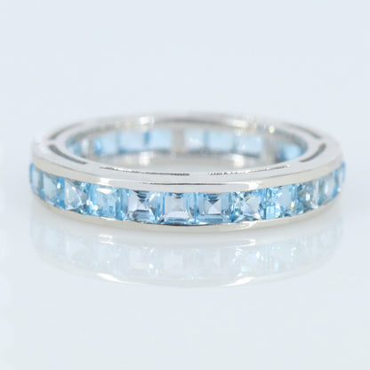 Blue Topaz Gemstone 925 Sterling Stackable Ring Silver