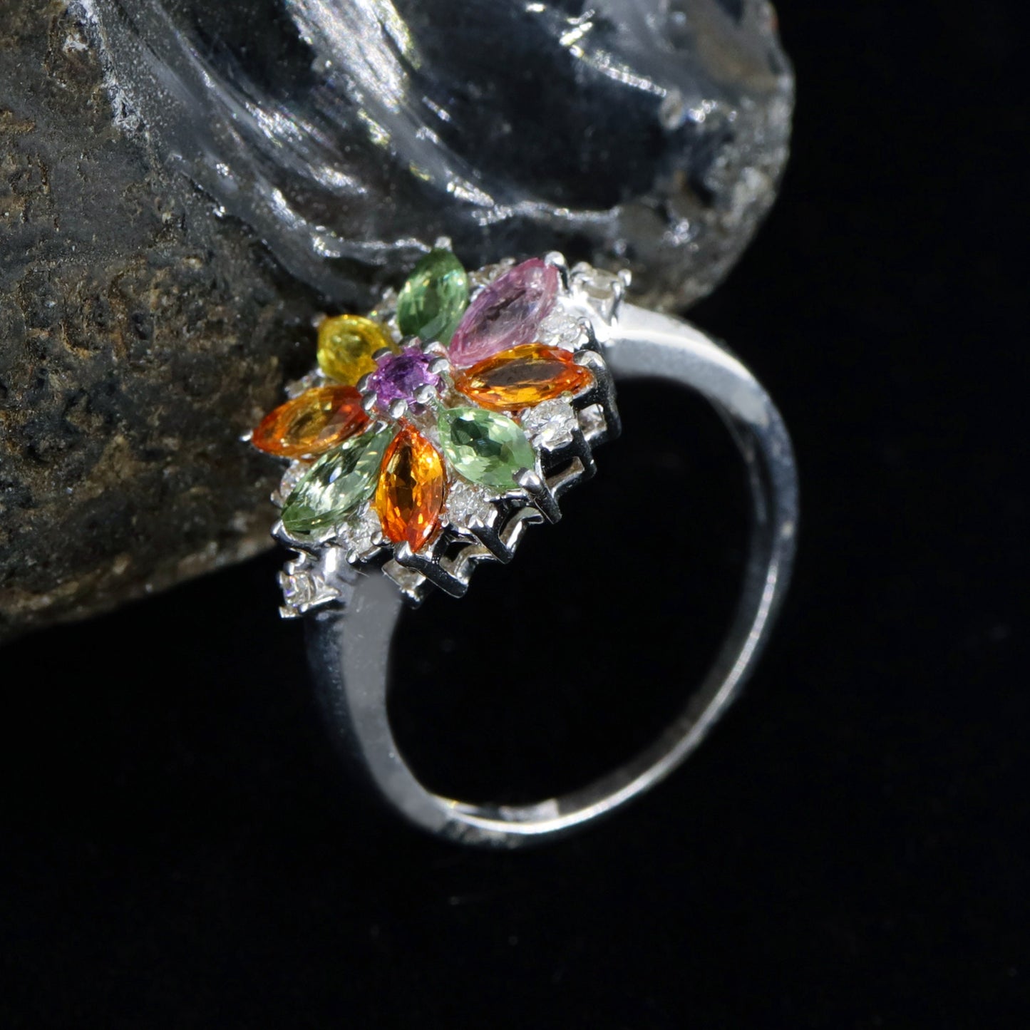 Classic Multi Sapphire Ring Silver