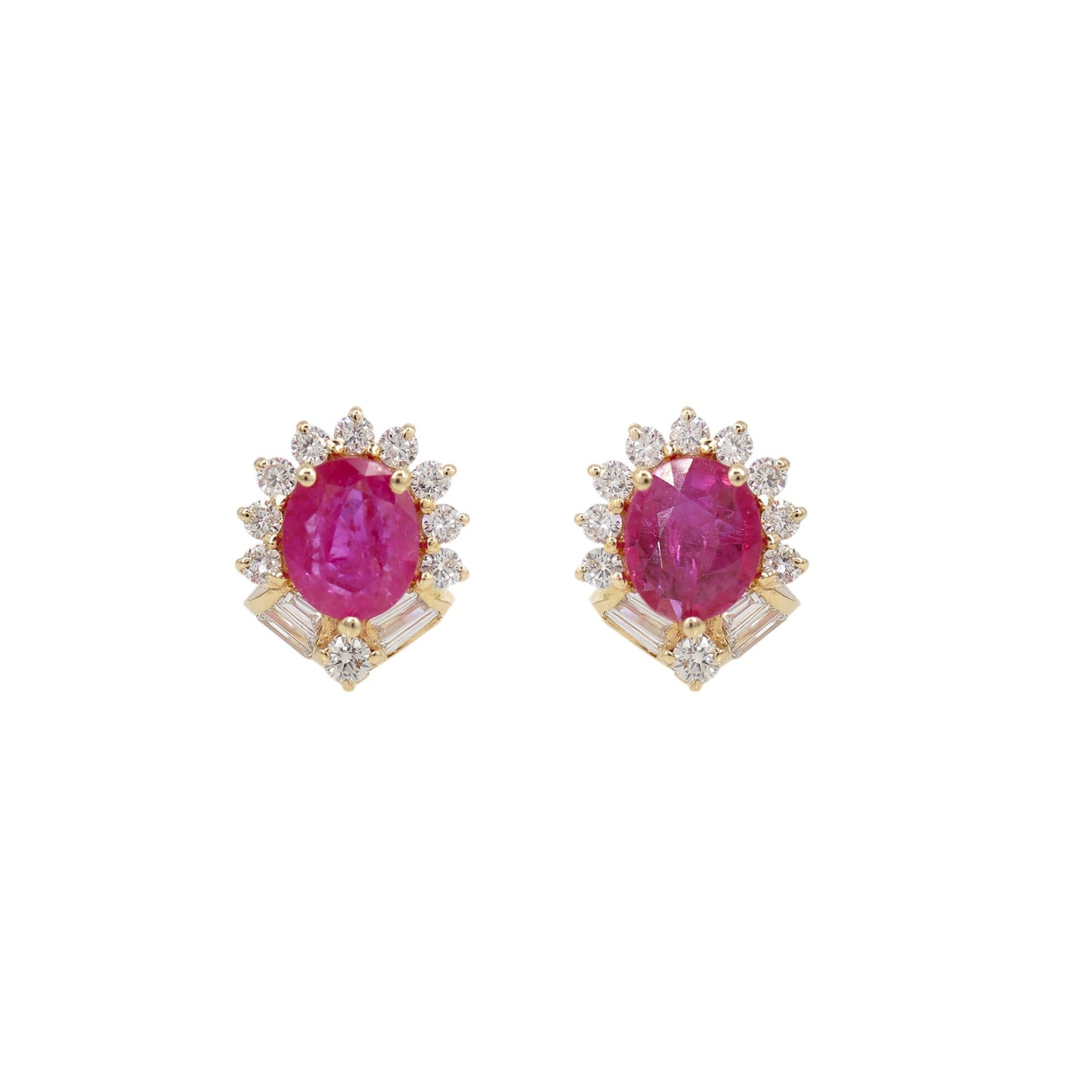 Ruby Studs Yellow Oval Cut Ruby Earring 14K Gold