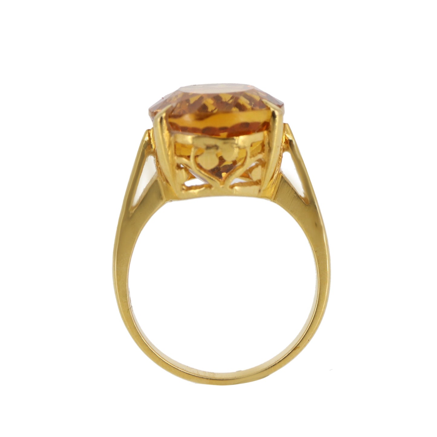 Yellow Jewelry Golden Topaz Gemstone Ring 18K Gold