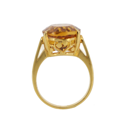 Yellow Jewelry Golden Topaz Gemstone Ring 18K Gold