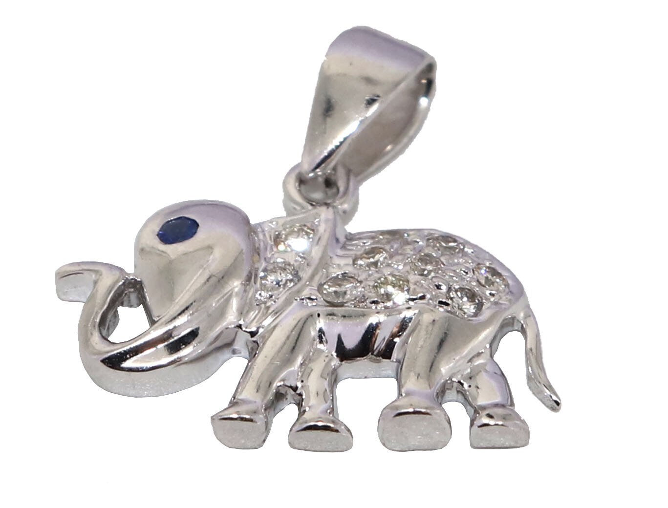 Blue Sapphire White Elephant Pendent White Pendant 14K Gold