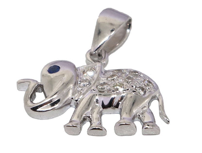 Blue Sapphire White Elephant Pendent White Pendant 14K Gold