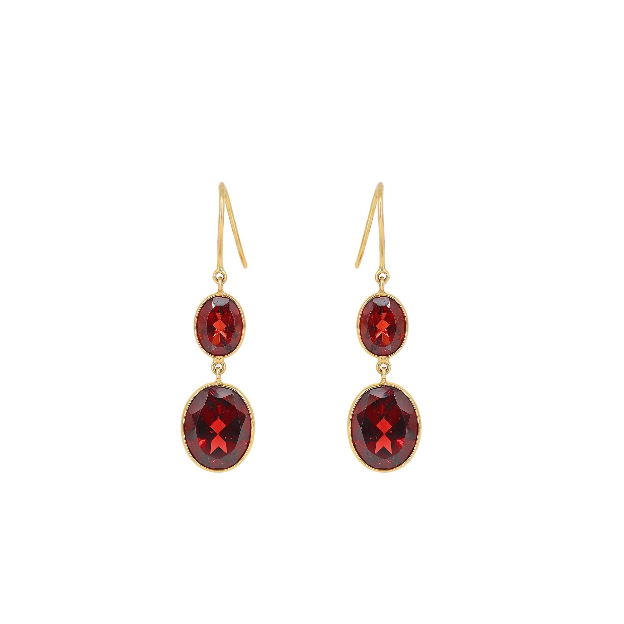 Garnet Drop Earring 18K Gold