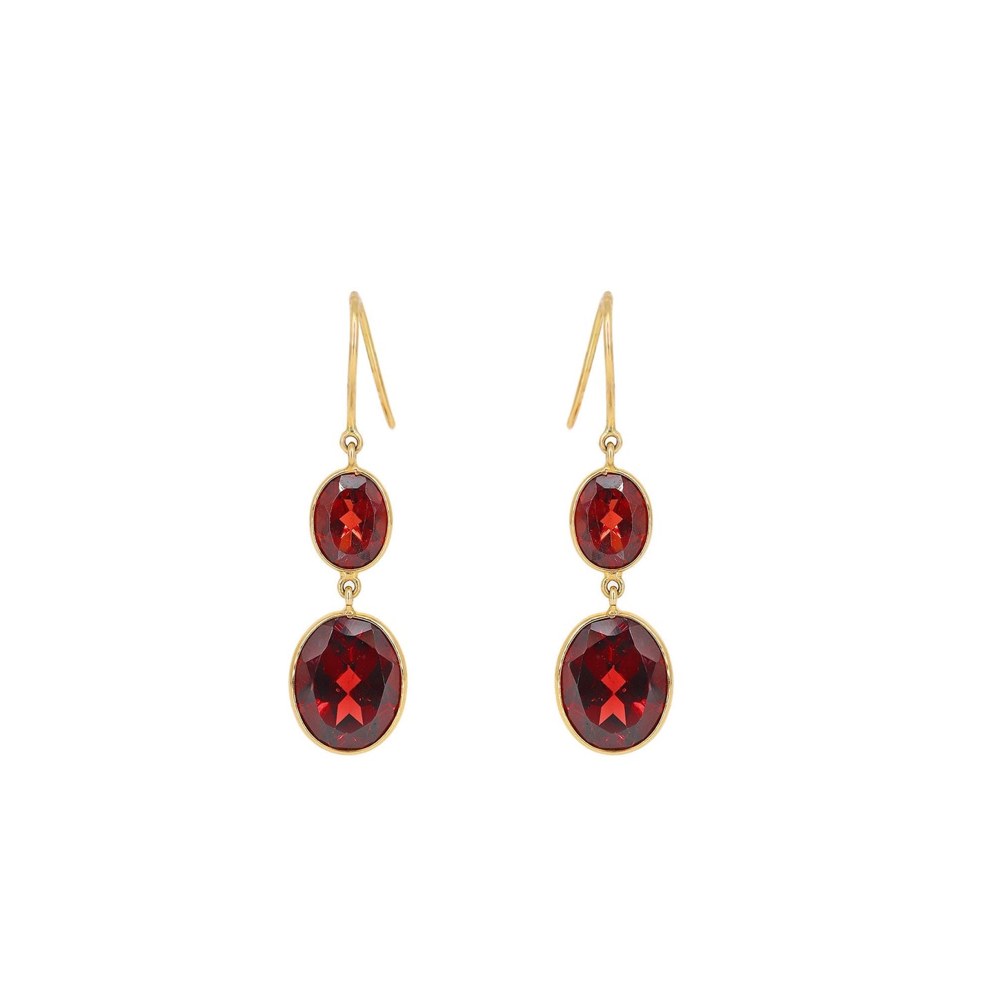 Garnet Drop Earring 18K Gold