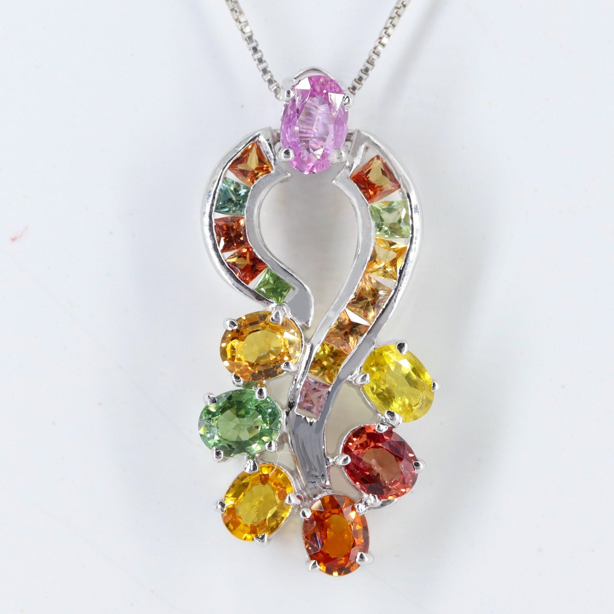 Multi Sapphire 925 Sterling Pendant Gold