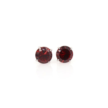 Red Garnet Round Studs 18Kt White Prong Setting Genuine Garnet Gemstone Studs January Studs Gold