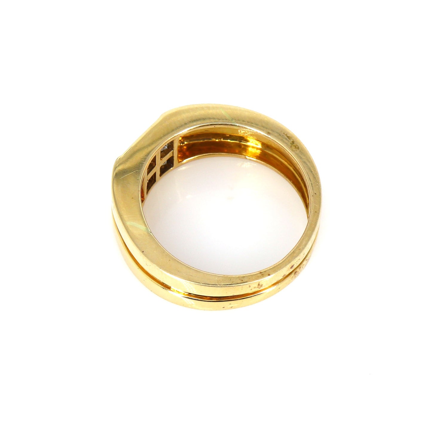 1.02 Wedding Band Yellow Princess Cut Invisible Setting Ring 18K Gold