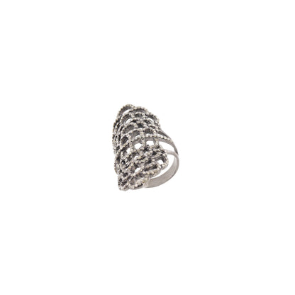 Pave Filigree Women'S Ring Silver
