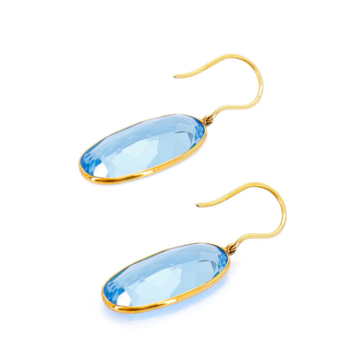Oval Shape Blue Topaz Earring 18K Gold