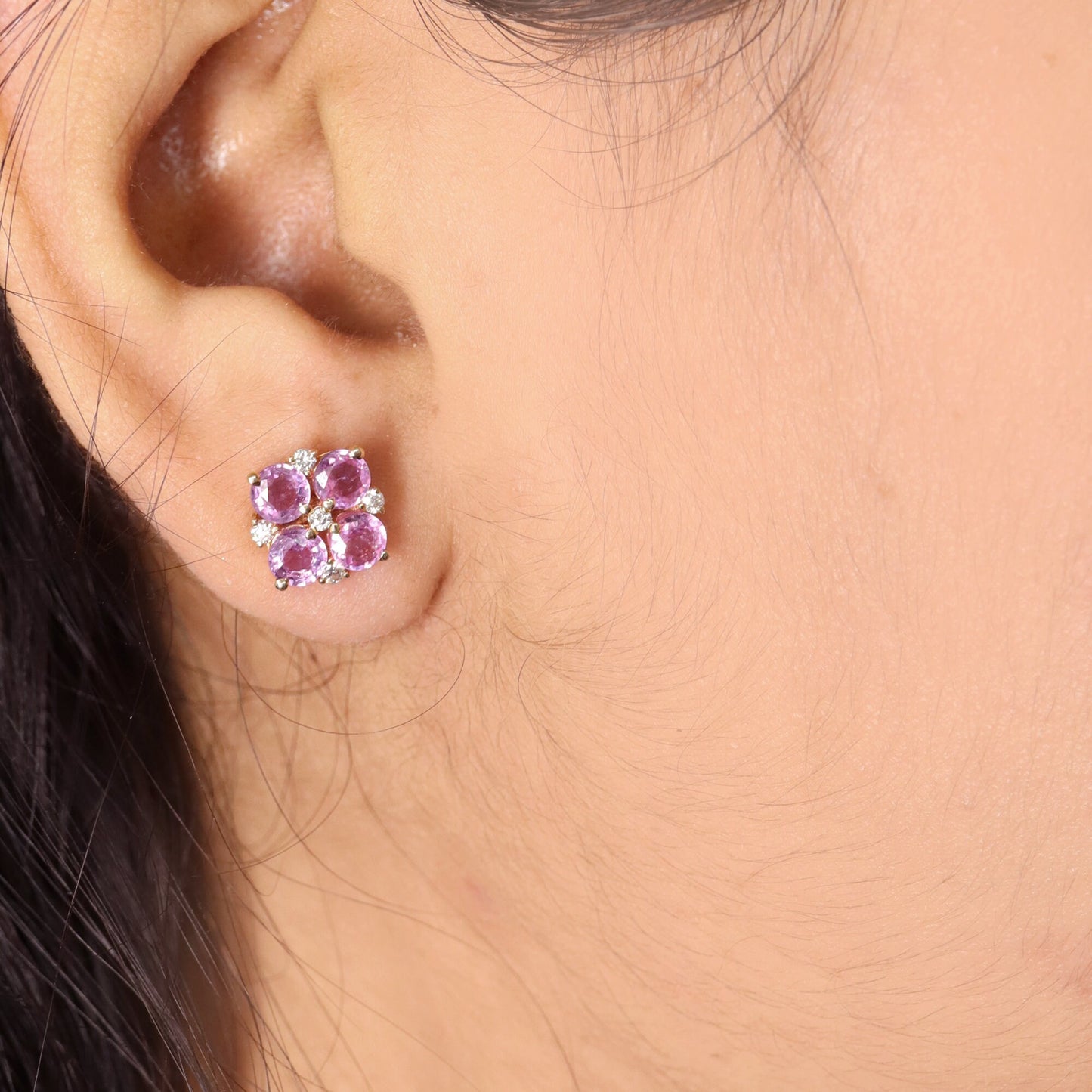 Pink Sapphire Earring 14K Gold