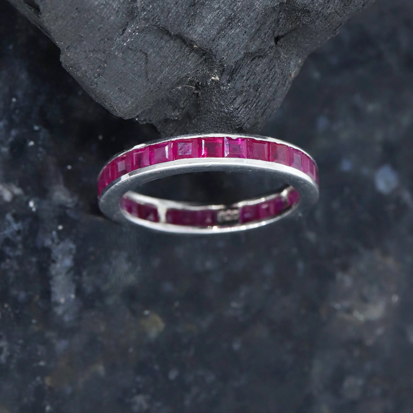 Full Eternity Band Ruby Ring Silver