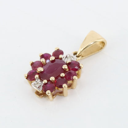 Red Color Gemstone Ruby & Pendant 14K Gold