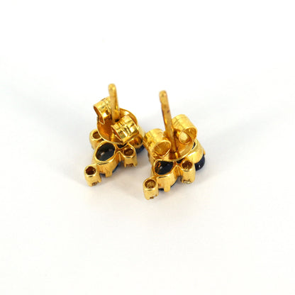 Yellow Studded Blue Sapphire Studs Sapphire Earring 18K Gold