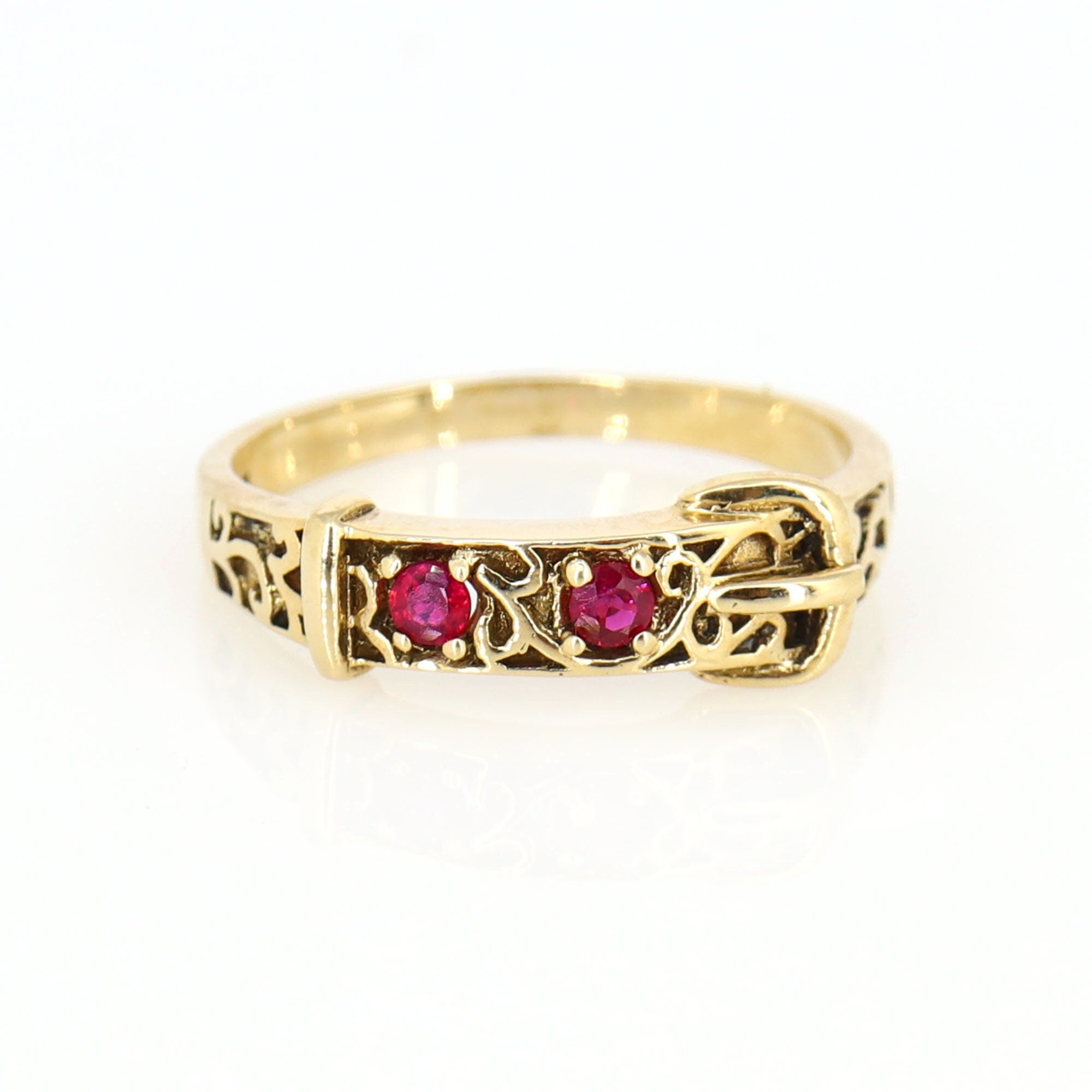 Antique Ruby Buckle Ring Gold