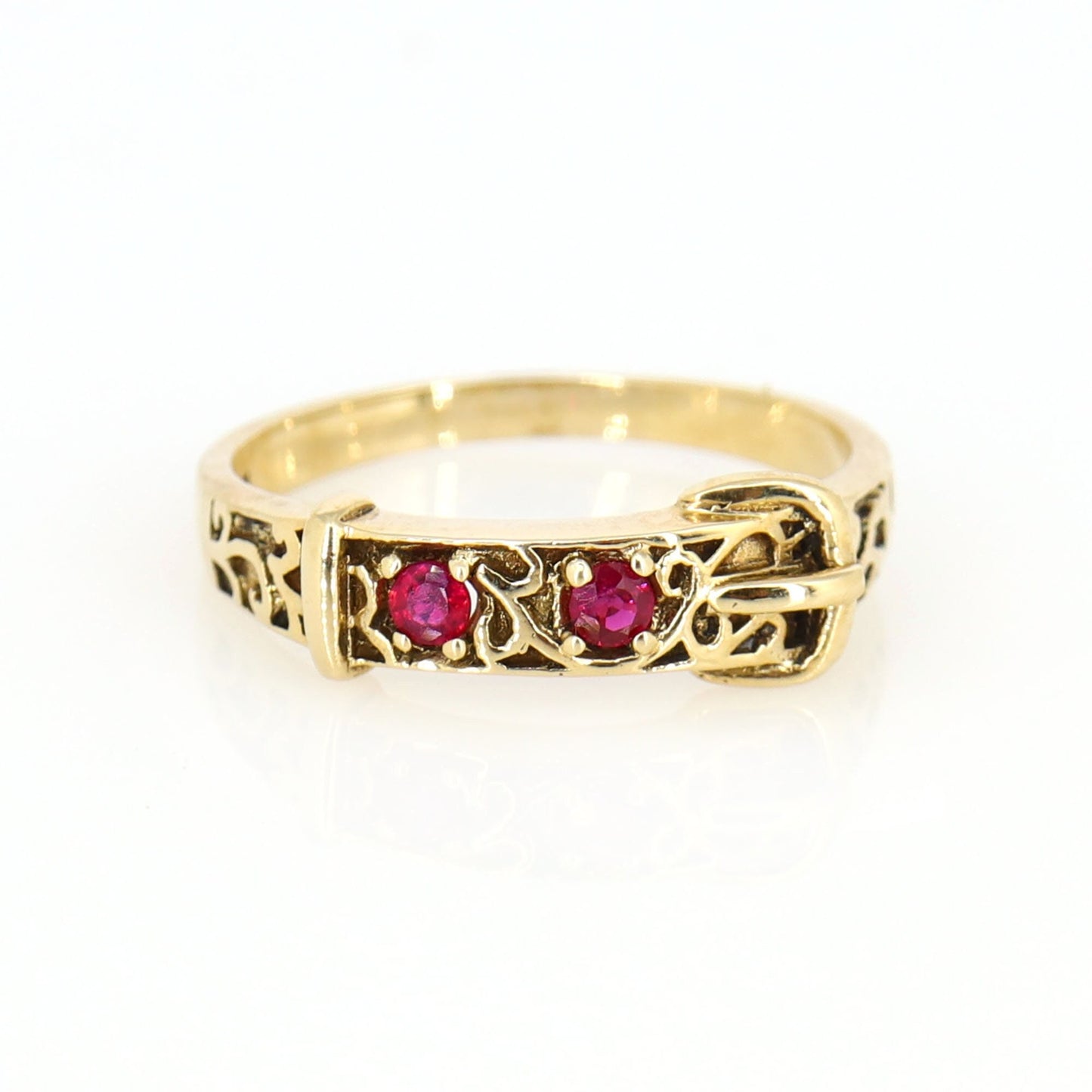 Antique Ruby Buckle Ring Gold