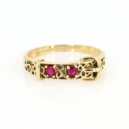 Antique Ruby Buckle Ring Gold