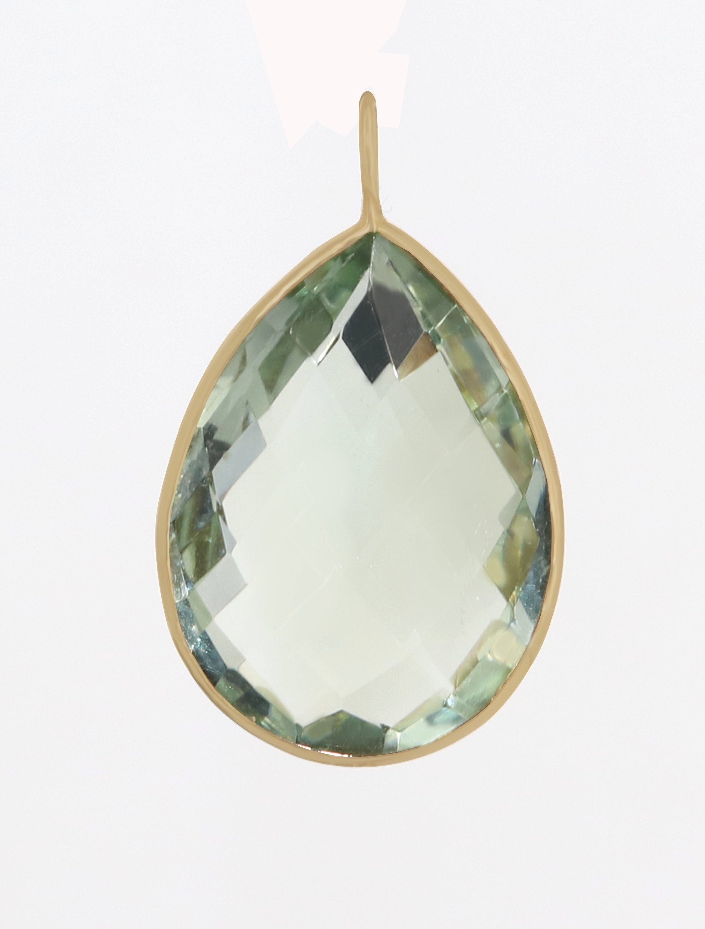 Green Amethyst Yellow Pendent Green Amethyst Stone Pendent Handmade Pendent Bezel Pendent. 18K Gold