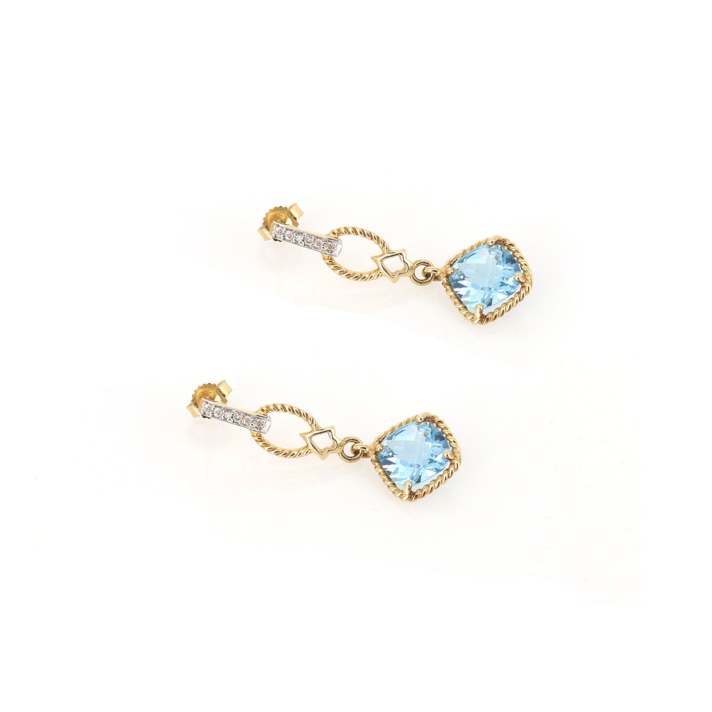 Blue Topaz Drop Earring 14K Gold