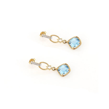 Blue Topaz Drop Earring 14K Gold