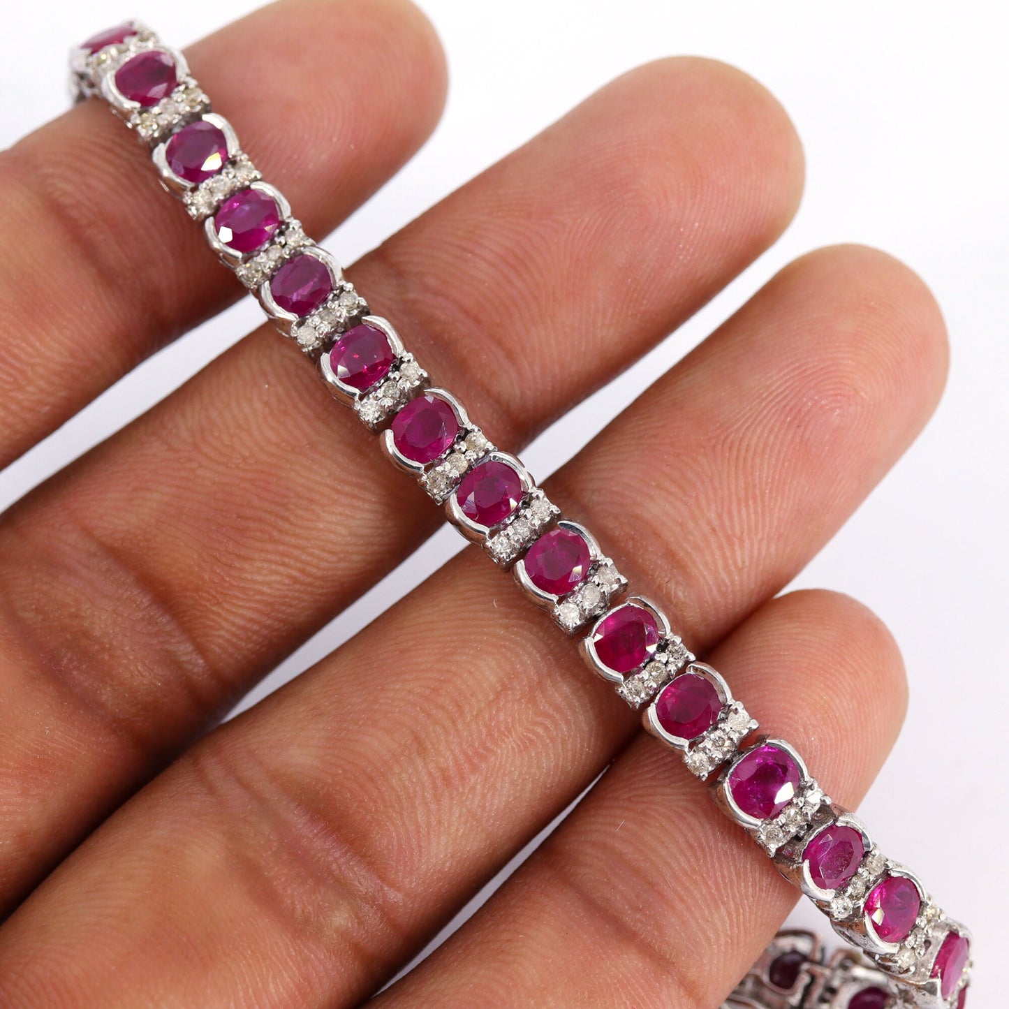 Ruby Cubic Zircon Bracelet Silver